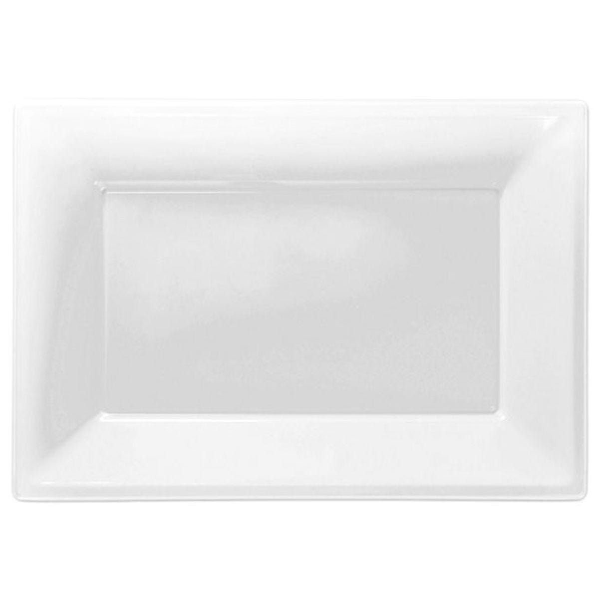 White Plastic Serving Platters - 23cm x 32cm (3pk)