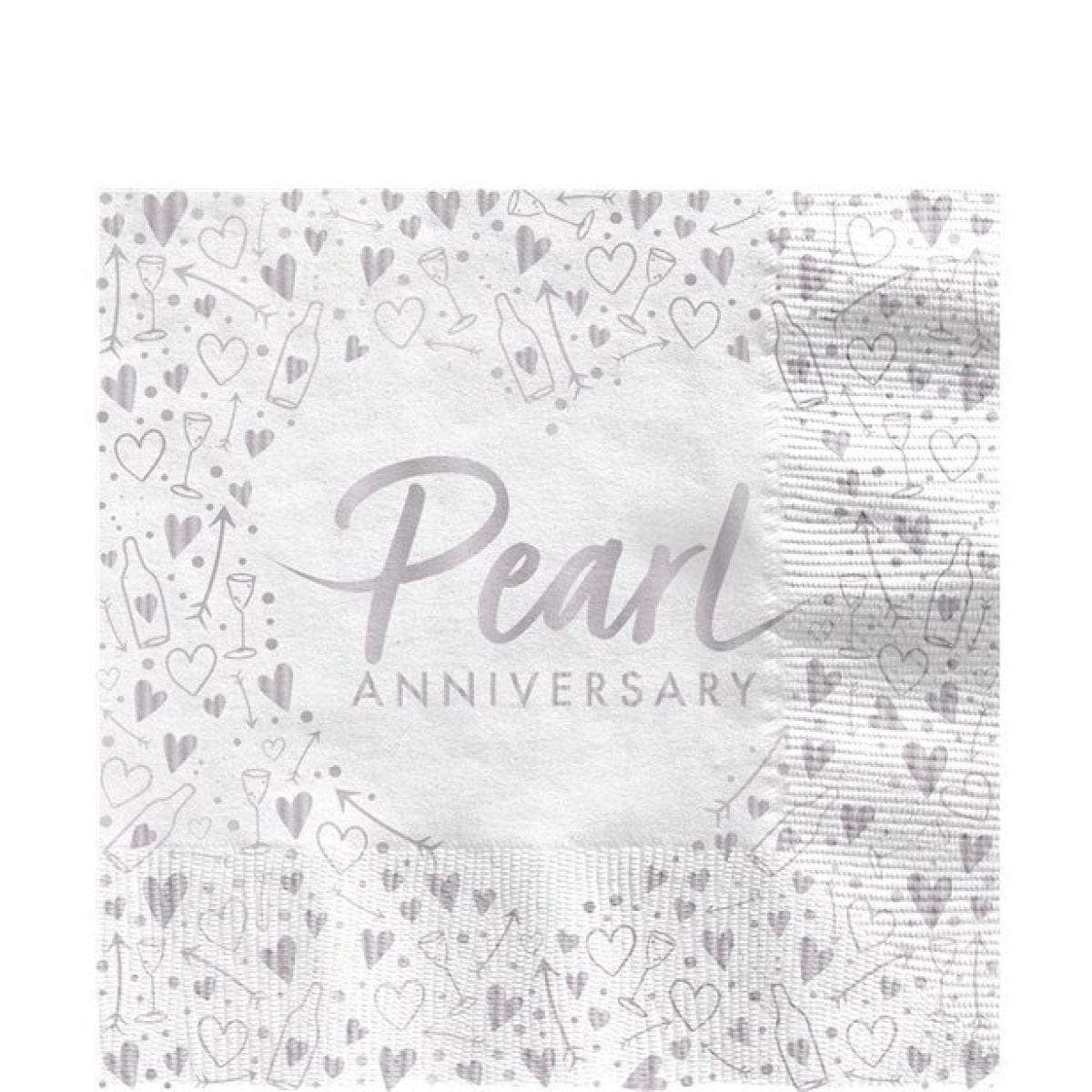 30th Pearl Wedding Anniversary Napkins - 33cm