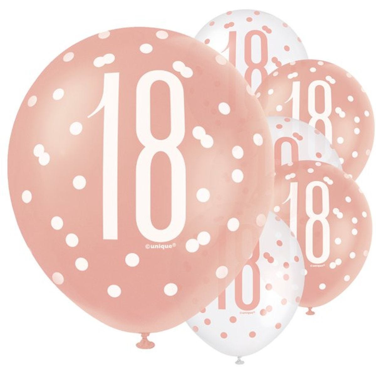 Rose Gold Glitz 18th Birthday Balloons - 12" Latex