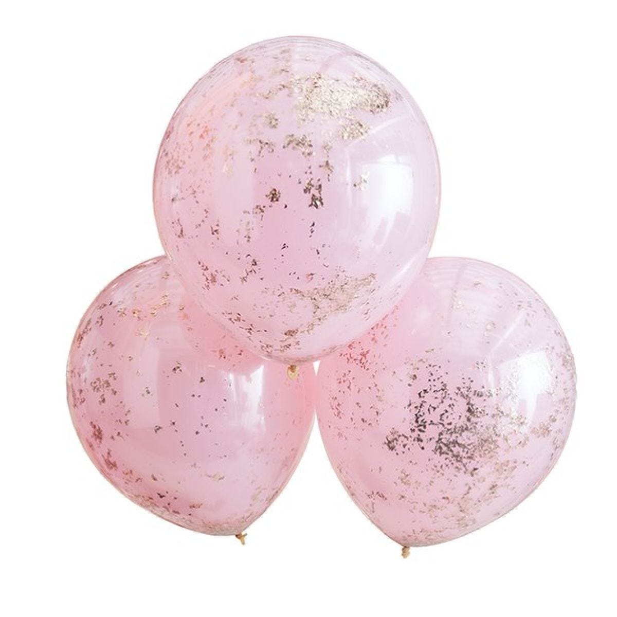 Double Layered Pink & Rose Gold Confetti Latex Balloons - 18"