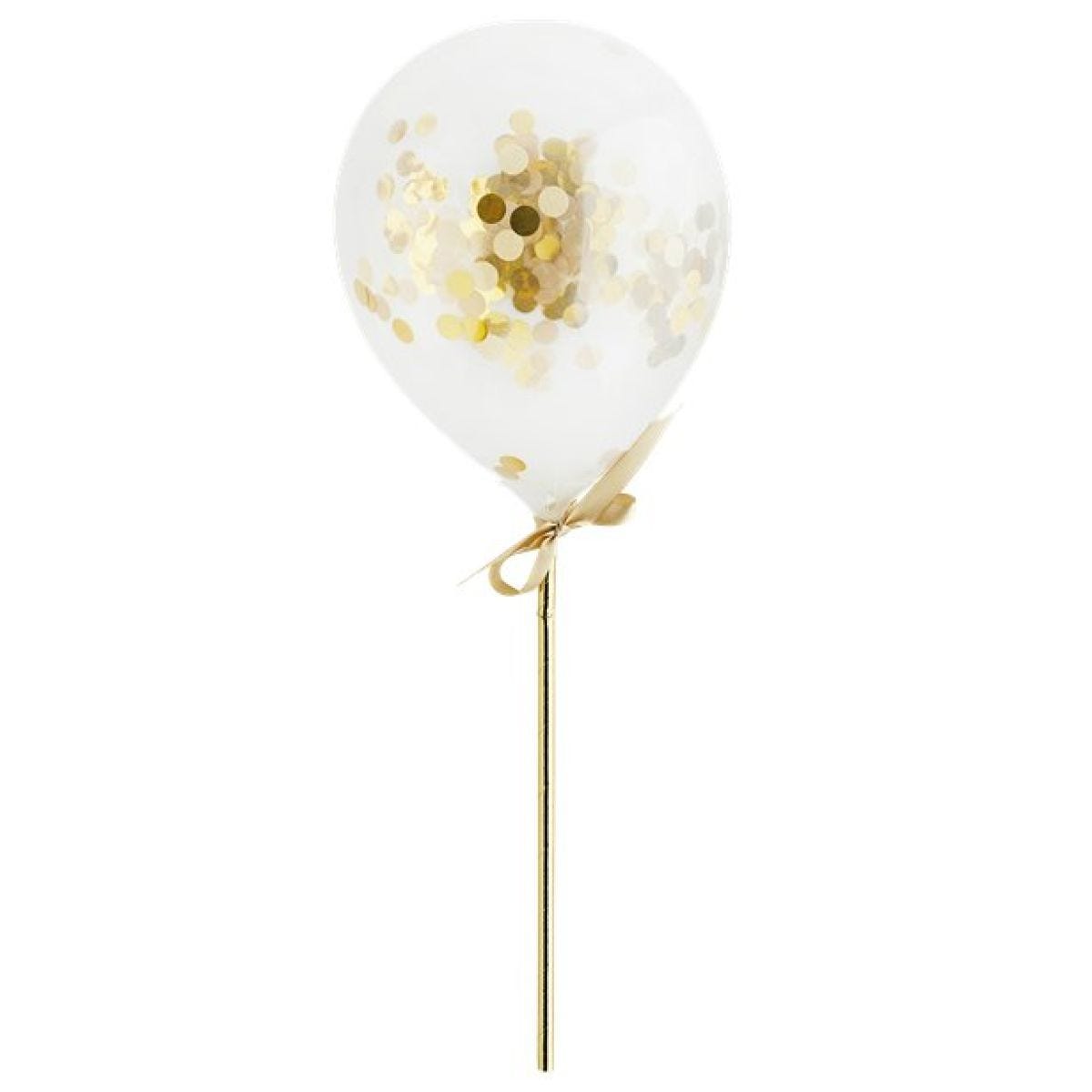 Gold Mini Confetti Balloon Wands - 5" Latex