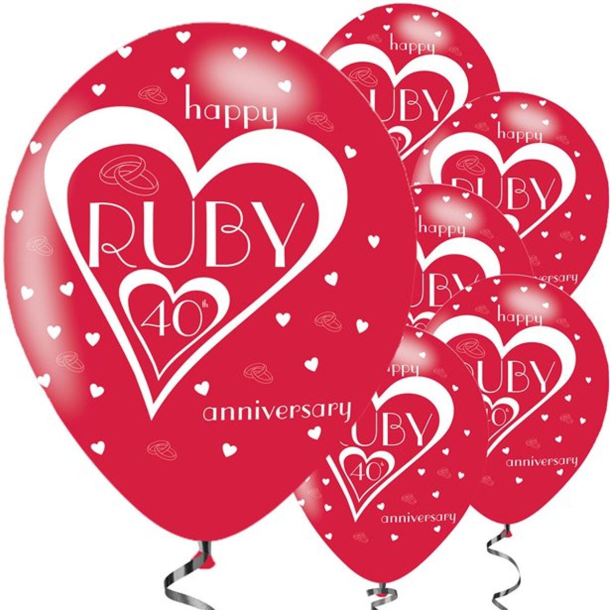 40th Ruby Wedding Anniversary Balloons - 11&apos;&apos; Latex