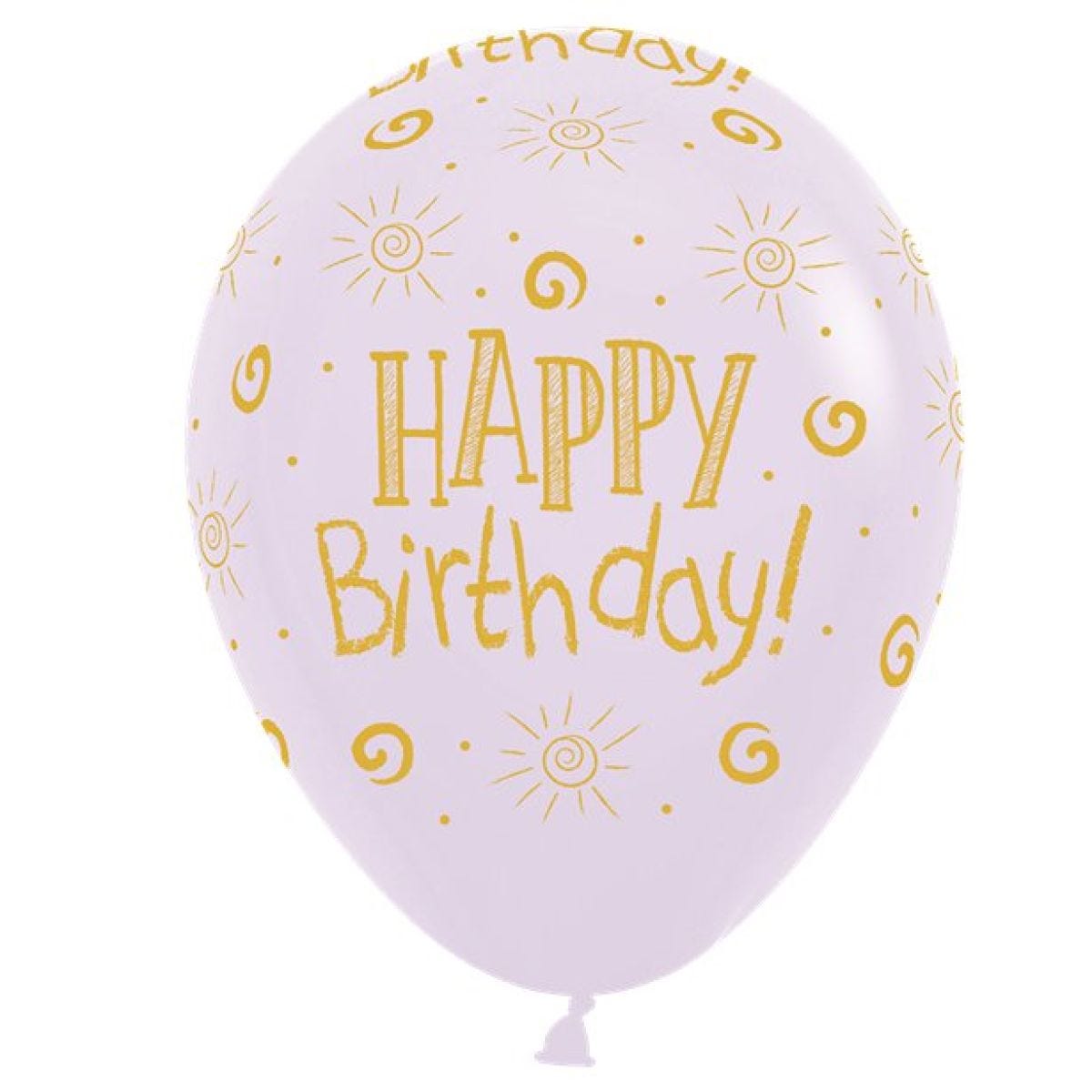 Happy Birthday Pastel Assorted Balloons - 12" Latex (25pk)