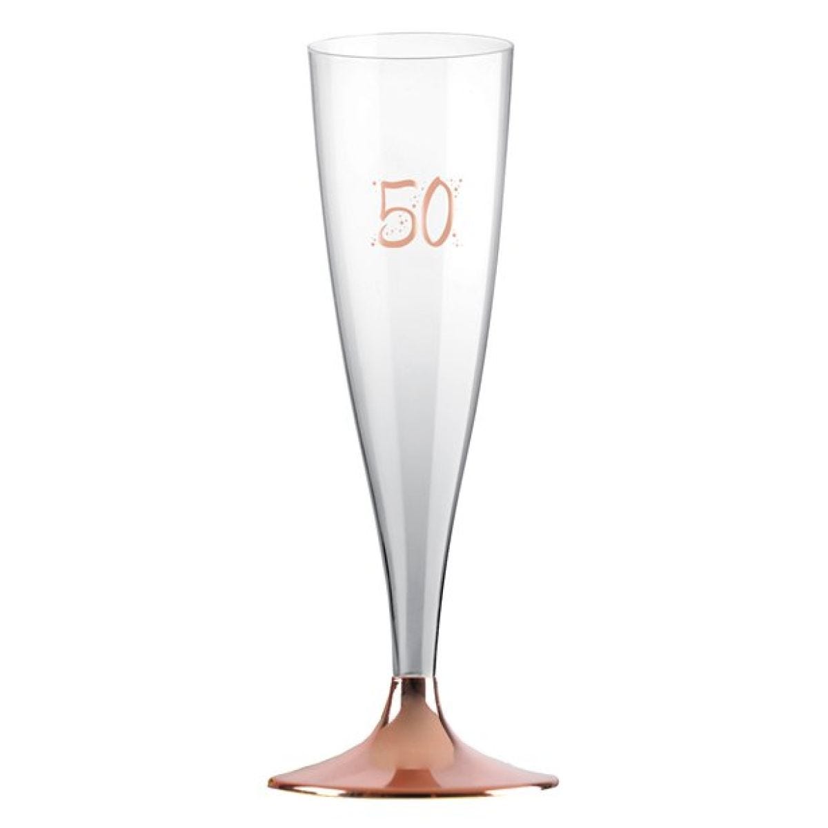50th Rose Gold Champagne Flutes - 140ml
