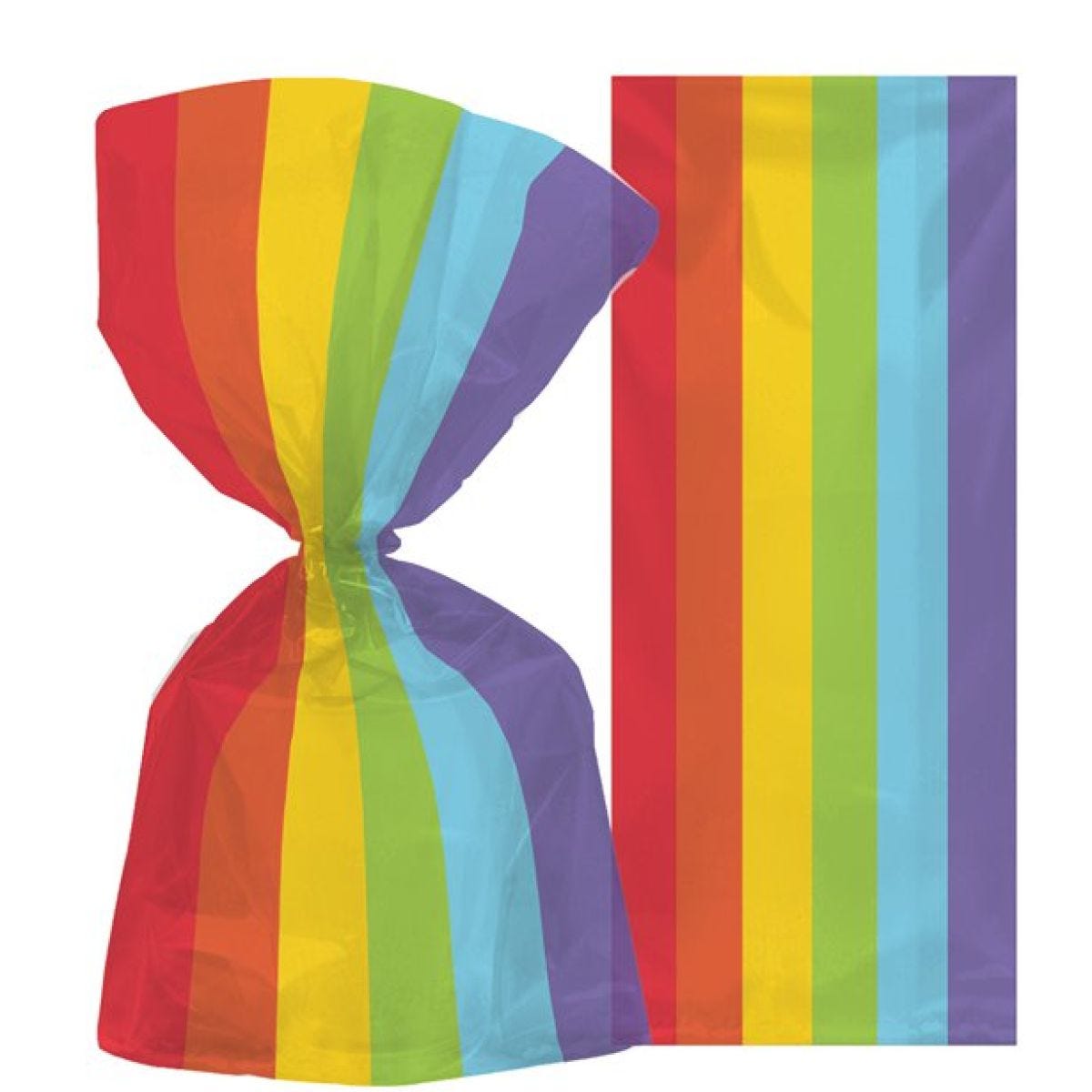 Small Rainbow Plastic Party Bags - 24cm