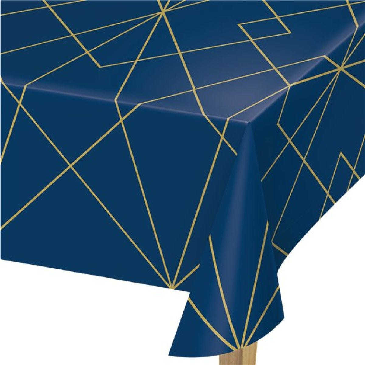 Navy and Gold Geode Plastic Table Cover - 1.4m x 2.6m