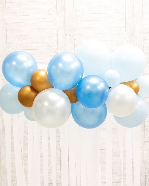 Blue Mix Balloon Cloud with Streamers (25 Balloons)