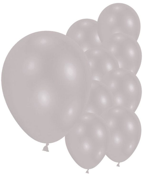 Metallic Silver - 9&quot; Latex Balloons (10pk)