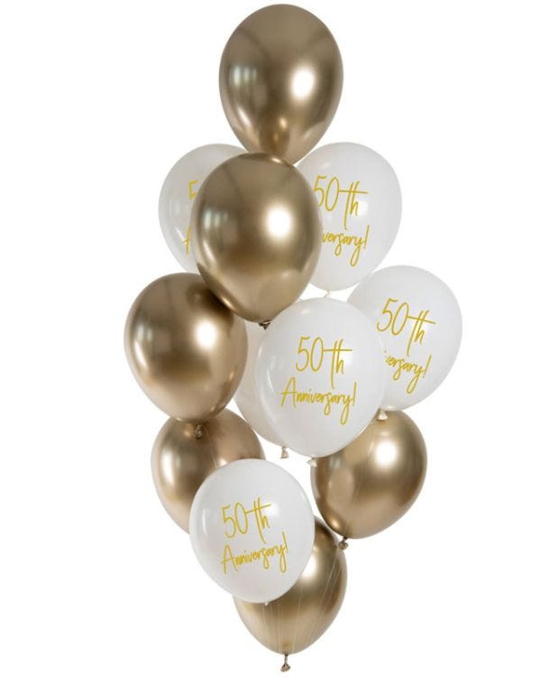 Golden Anniversary Balloons - 12&quot; Latex (12pk)