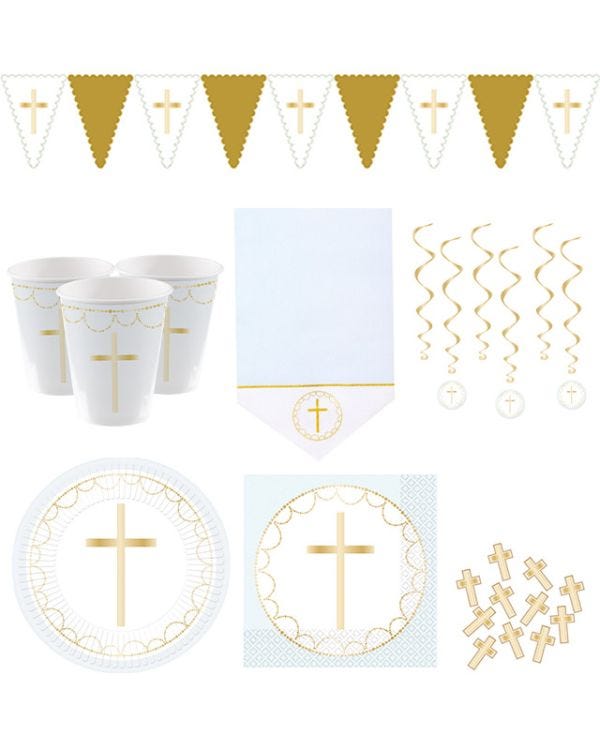 Blue Celebration Cross Deluxe Party Pack for 16
