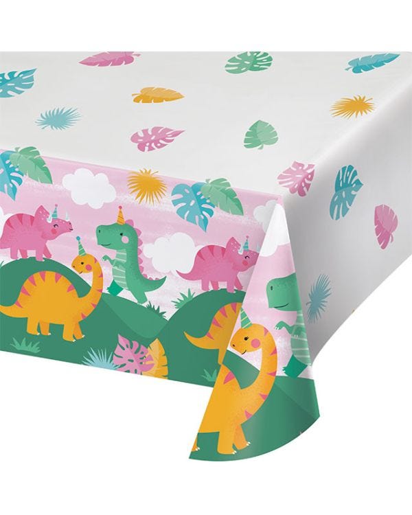 Girl Dino Paper Table Cover - 1.3m x 2.6m