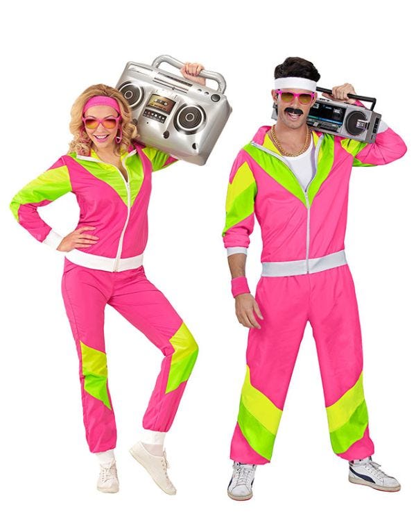 80s Neon Pink Shell Suit -Adult Costume