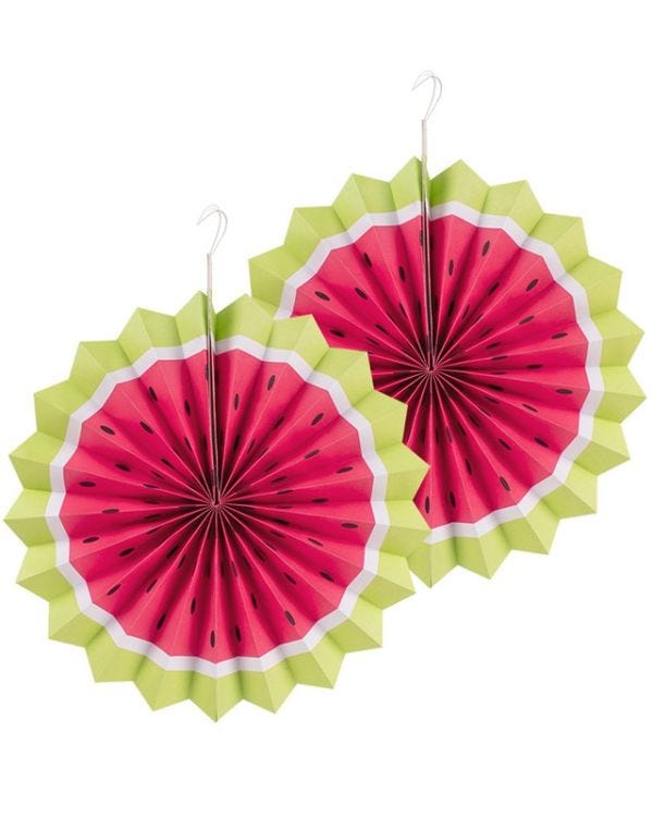 Watermelon Paper Fans - 15cm (2pk)