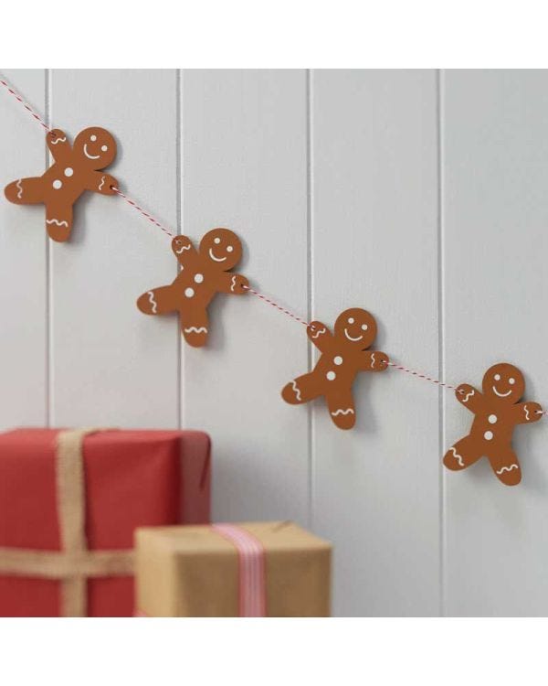 Gingerbread Man Wooden Christmas Bunting - 1.5m