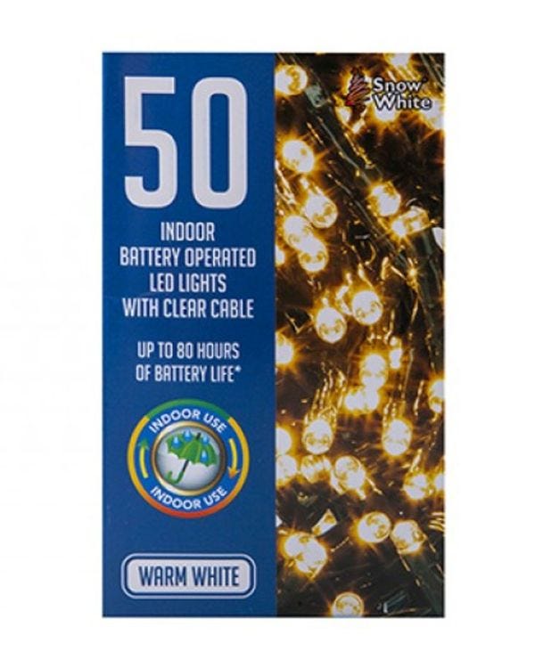 50 Warm White LED Lights - Battery Operated