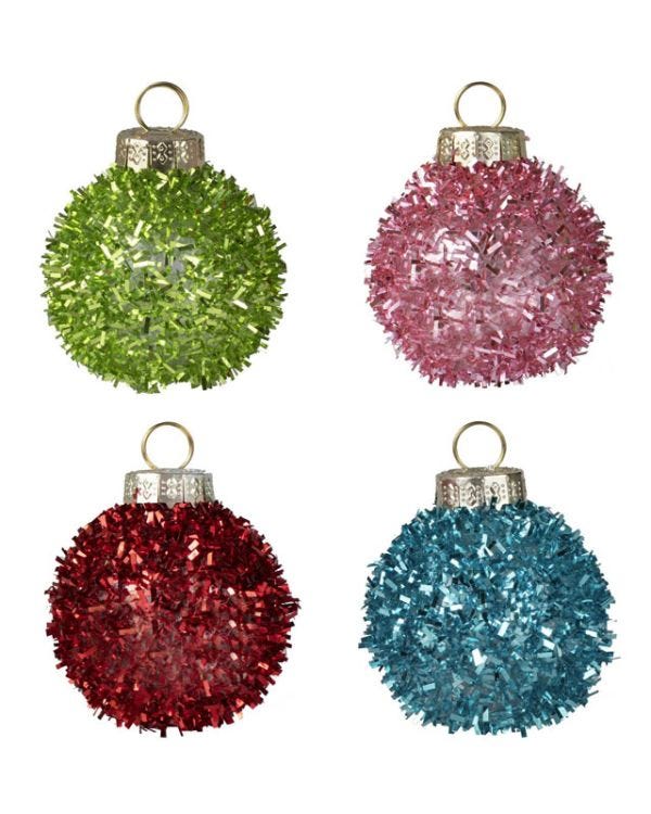 Multicoloured Tinsel Bauble Place Card Holders (4pk)