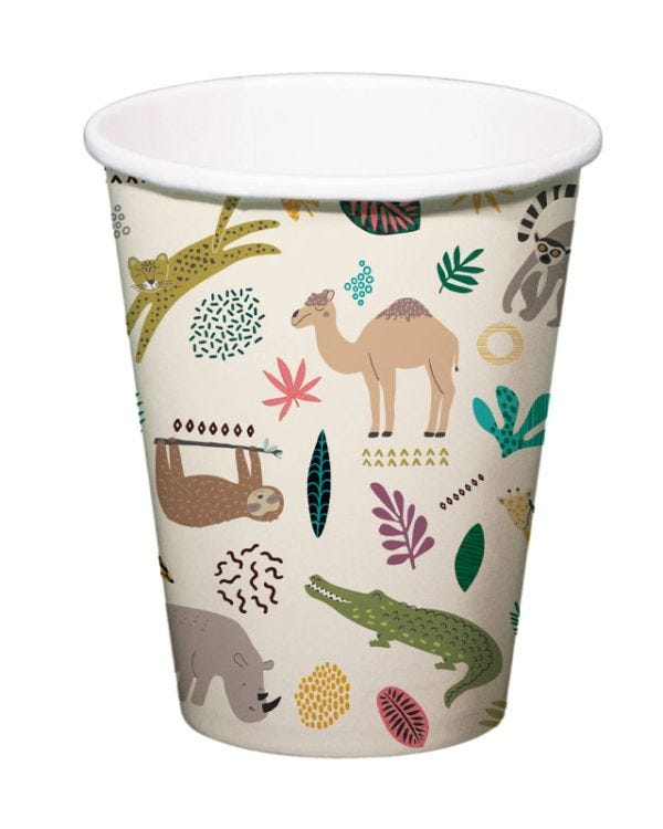 Zoo Party Paper Cups - 250ml (6pk)