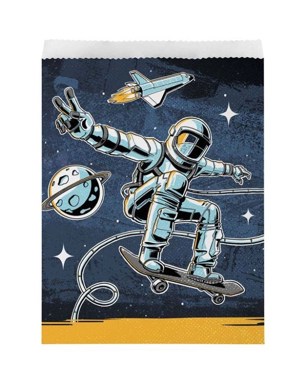 Space Skater Paper Treat Bags - 16.5cm x 22cm (8pk)
