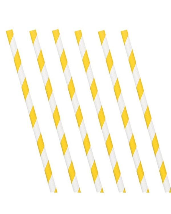 Yellow Stripe Paper Straws (24pk)