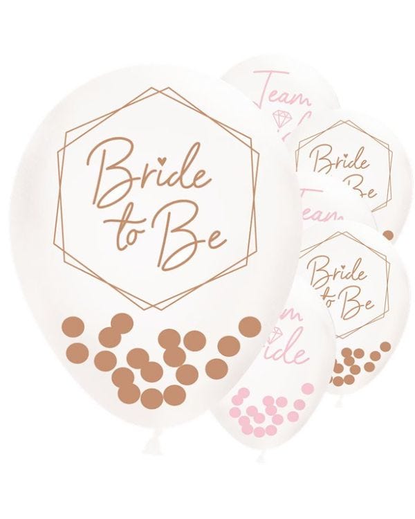 Team Bride Confetti Balloons - 12&quot; Latex (6pk)