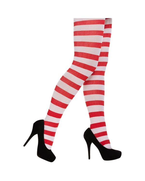 Red &amp; White Striped Tights - Adult One Size
