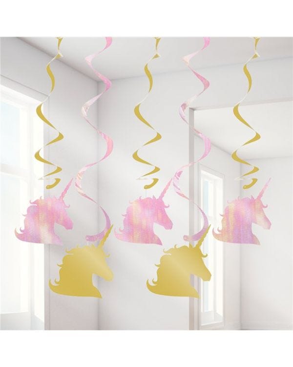 Unicorn Sparkle Hanging Swirls - 39&quot; (5pk)