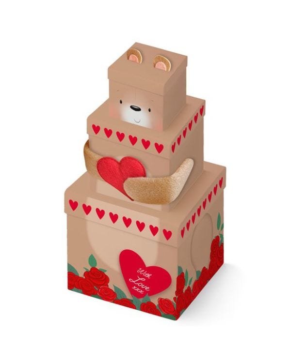 With Love Bear Plush Stacker Boxes - 35cm