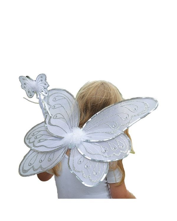 Silver &amp; White Glitter Fairy Accessory Kit - Child