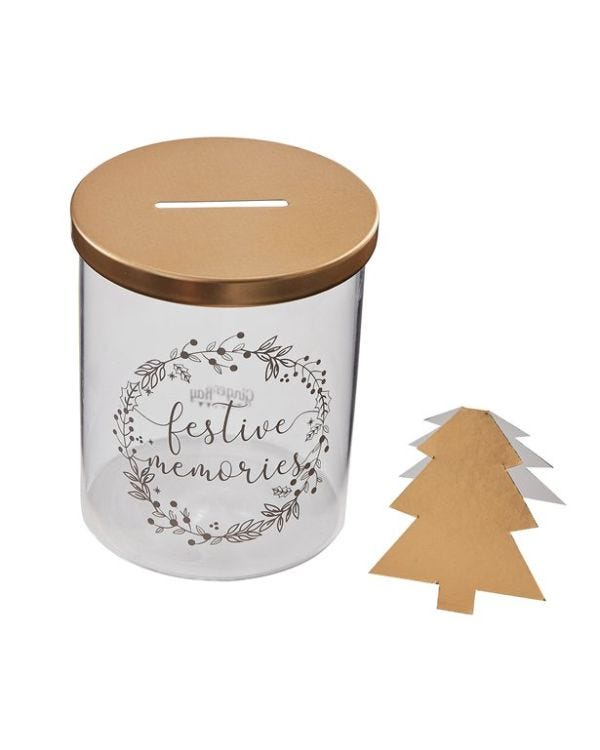 Festive Memories Glass Jar with Gold Tree Notelets