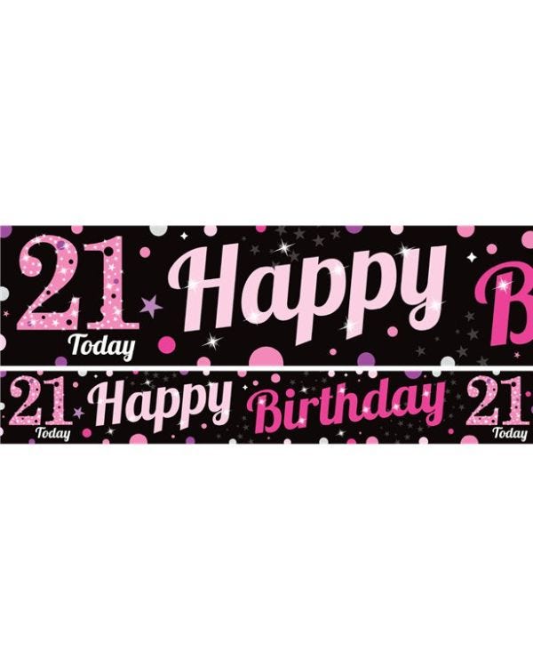 21st Birthday Pink Celebration Paper Banners -1m (3pk)