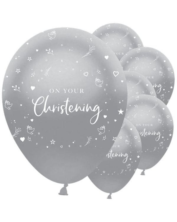 On Your Christening Blue Balloons - 12&quot; Latex (6pk)