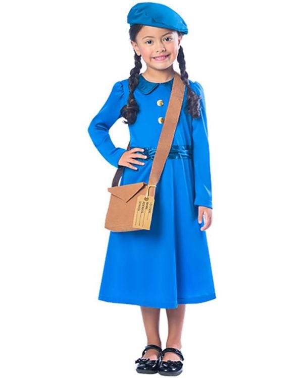 Evacuee Girl Blue Dress - Child Costume