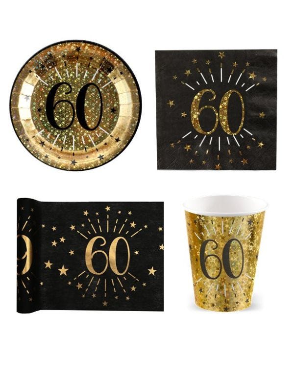 Sparkling Gold 60th Birthday Value Party Pack for 10