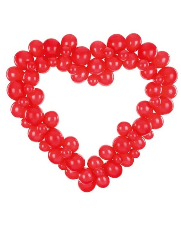 Red Heart Balloon Garland - 60 Balloons