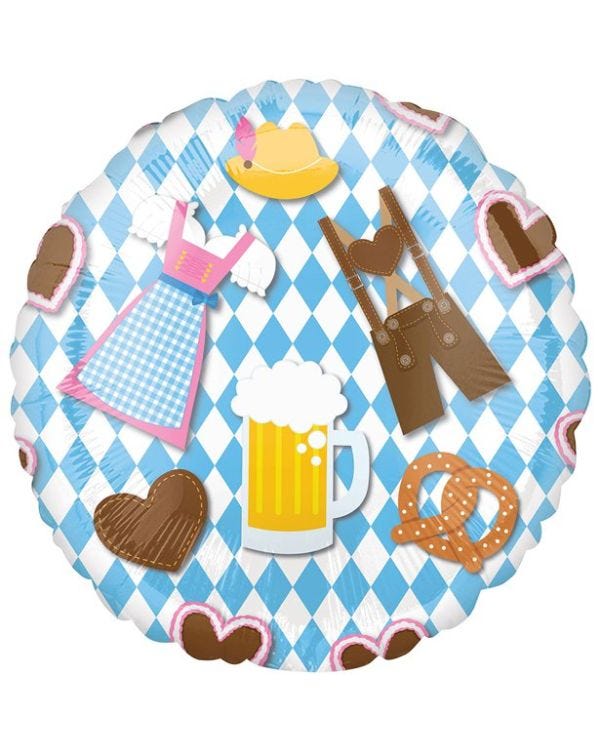 Oktoberfest Beer &amp; Food Round Balloon - 18&quot; Foil