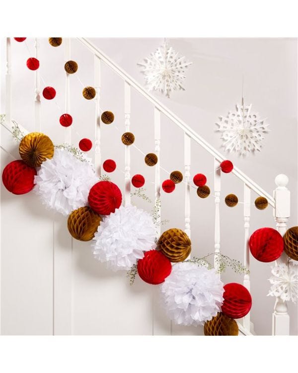 Red &amp; Gold Christmas Staircase Decorating Kit