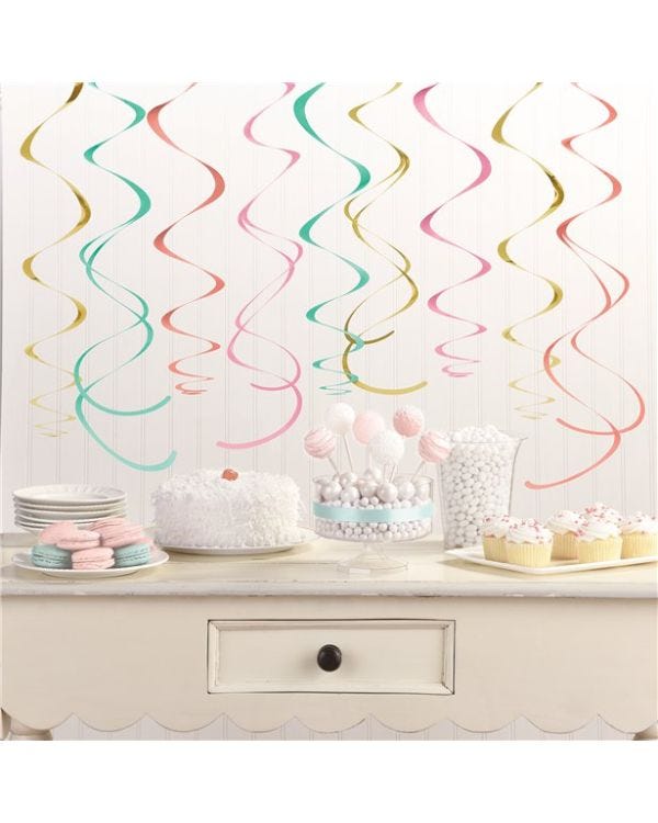 Pastel Hanging Swirl Decorations (12pk)
