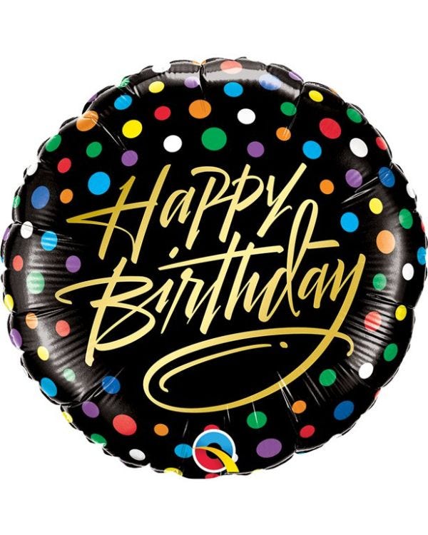 Happy Birthday&#039; Gold Script &amp; Dots Foil Balloon - 18&quot; Foil