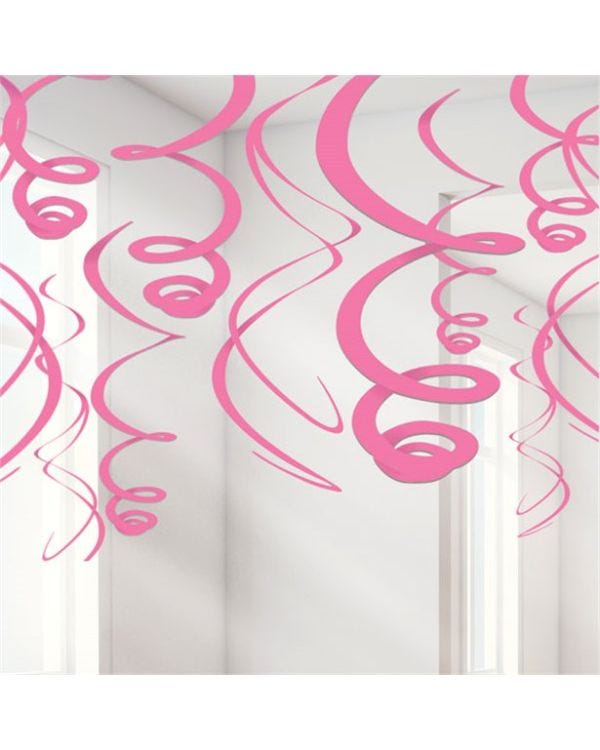 Pink Hanging Swirls Decoration - 55cm (12pk)