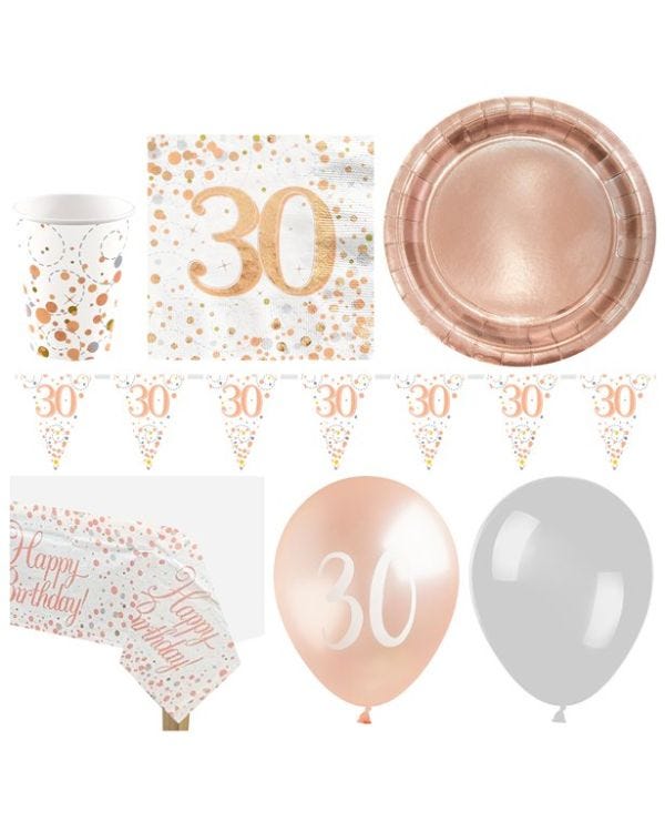 30th Sparkling Fizz Birthday - Deluxe Party Pack for 16