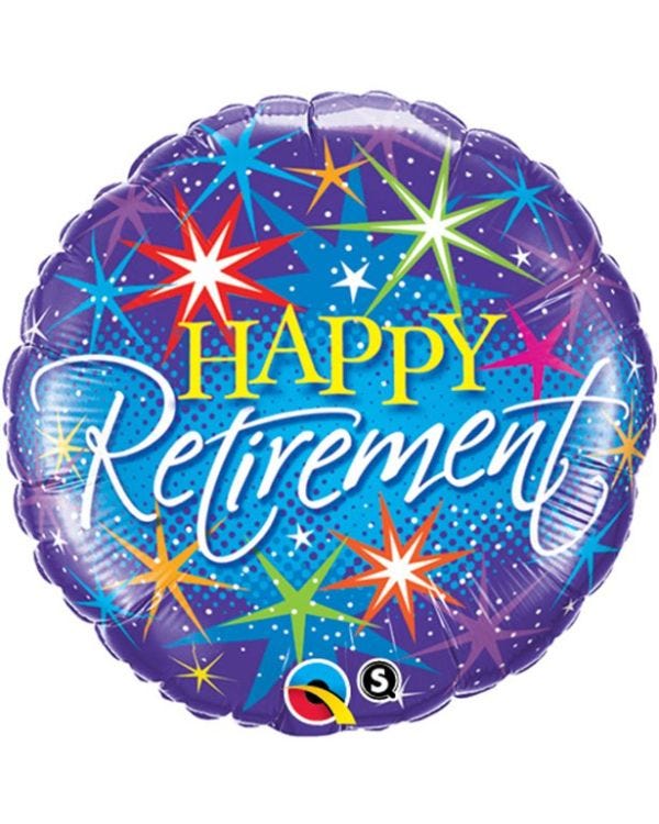 Happy Retirement Colourful Bursts Balloon - 18&quot; Foil