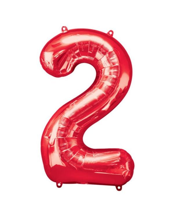 Number 2 Red Foil Balloon - 34&quot;