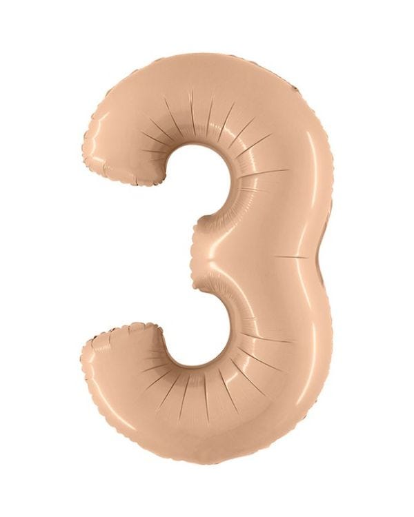 Number 3 Satin Nude Foil Balloon - 40&quot;
