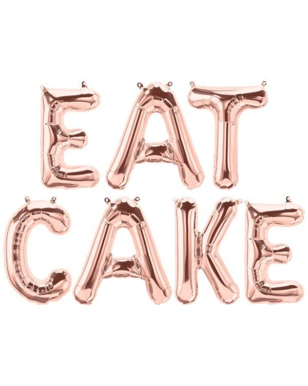 &#039;EAT CAKE&#039; Rose Gold Foil Balloon Kit - 16&quot;