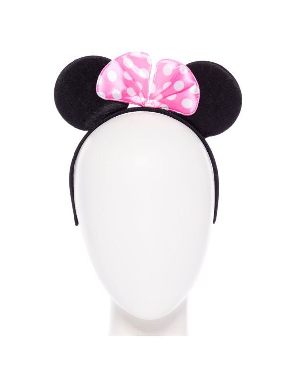 Mouse Ears &amp; Pink Bow Headband