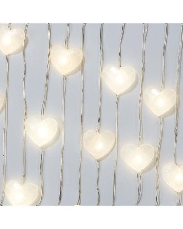 White Heart LED String Lights - 3m