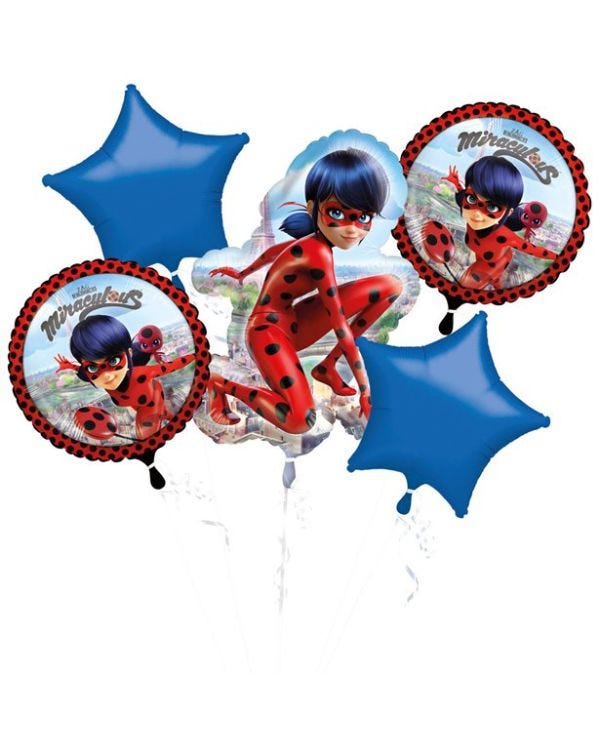 Miraculous Ladybug Balloon Bouquet - Assorted Foil (5pk)
