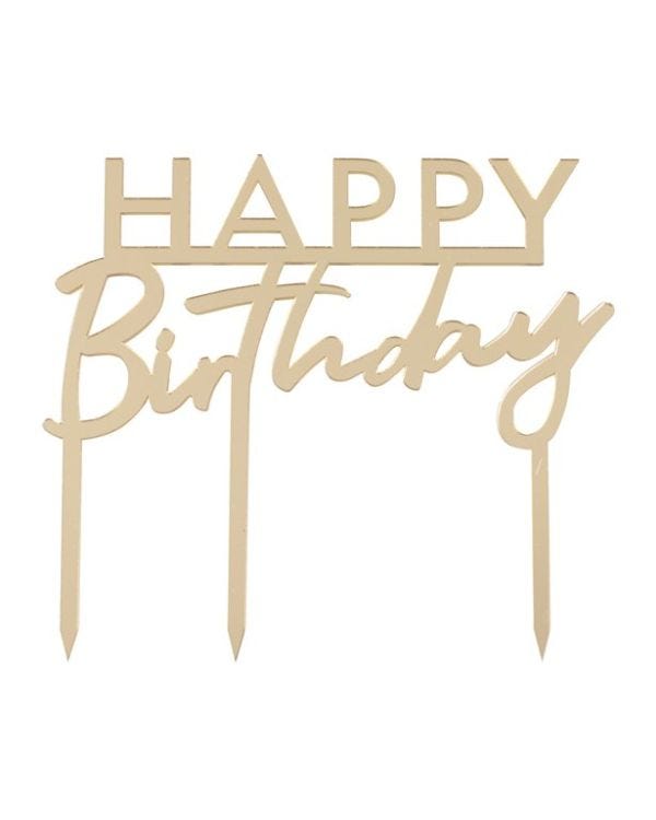 Gold &#039;Happy Birthday&#039; Cake Topper