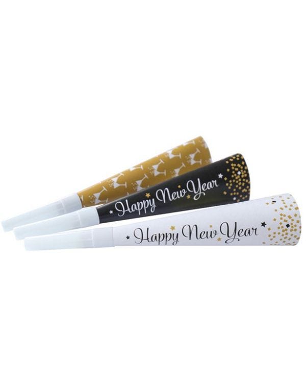 New Year Party Horn Blowers - 15cm (3pk)