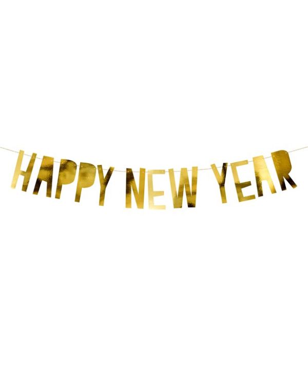 Gold &#039;Happy New Year&#039; Paper Letter Banner - 90cm